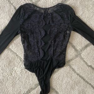 Black lace cutout (back)  body suit